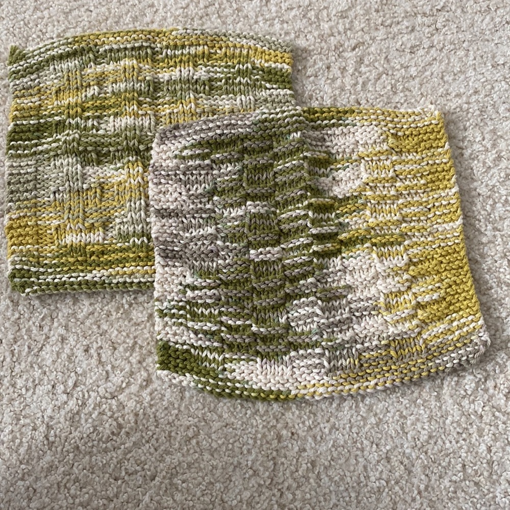 2 Handmade Knit Dishcloths
